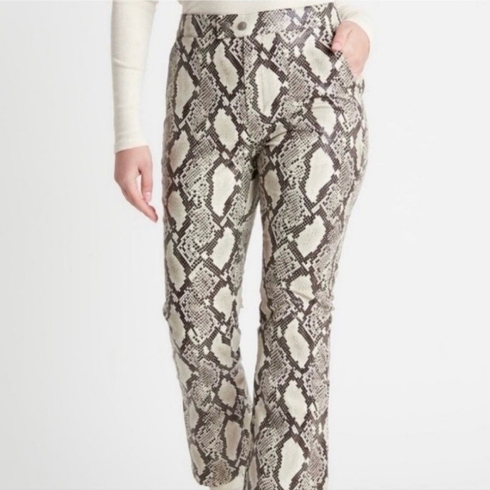 Choosy Snake Skin Faux Leather Pants Cropped Cropped Flare Mid Rise NWT Size 2 - Picture 5 of 16